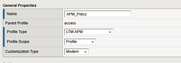 Creation of an APM Policy