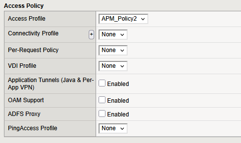 Changing the policy inside the virtual server