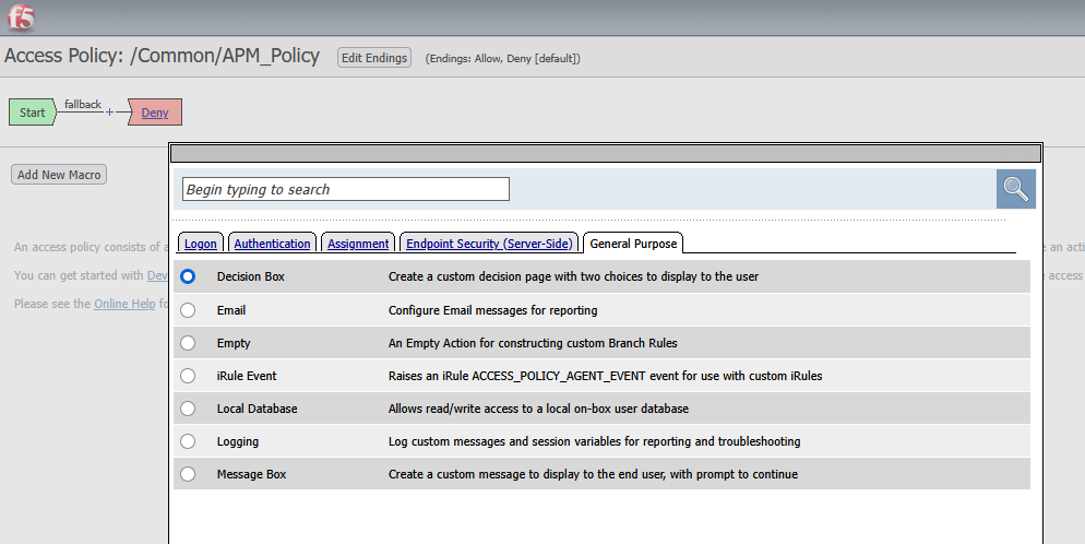 Adding of a decision box