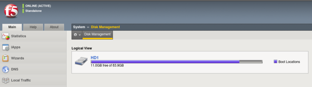 ADC labs : F5 Disk Management screen