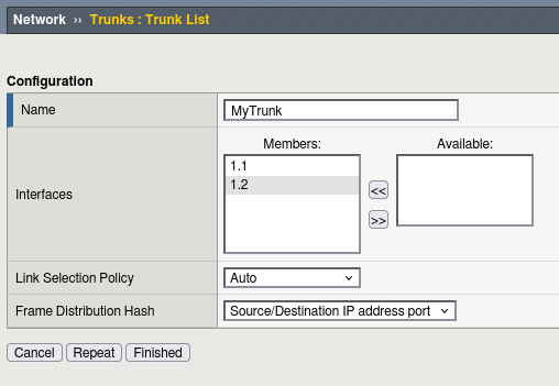 ADC-labs : Trunk configuration