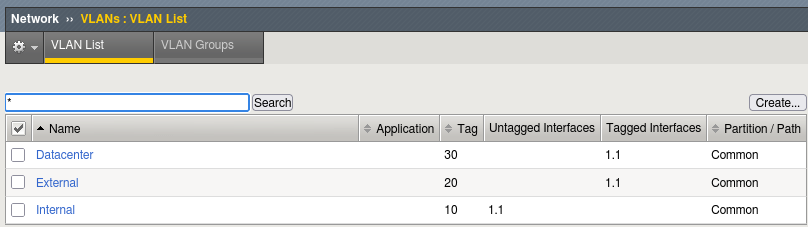 ADC-labs : VLAN list
